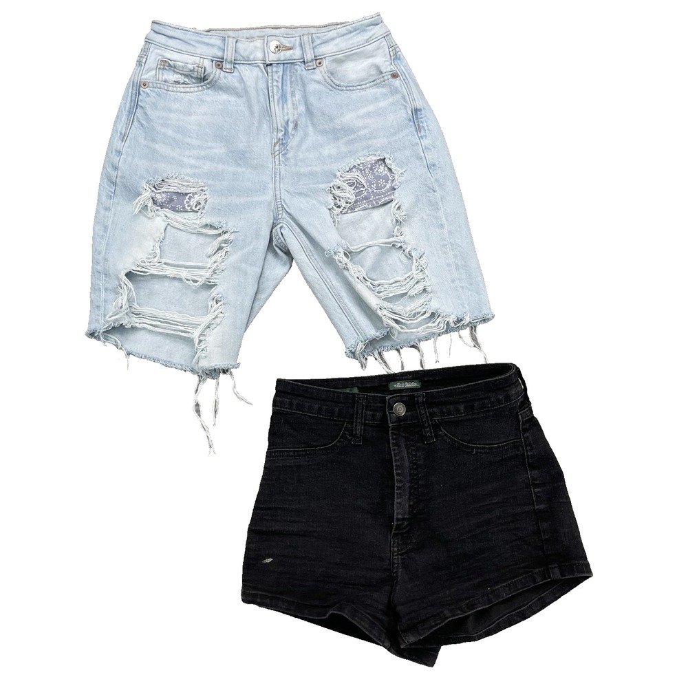 Denim Jean Shorts Lot 2 Women's 25* Bermuda High Preppy Y2K 90's Retro Academia
